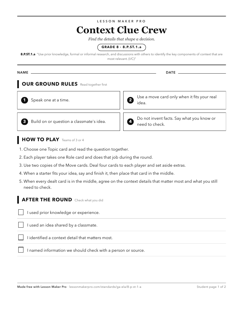 Preview of the 8.P.ST.1.a printable worksheet