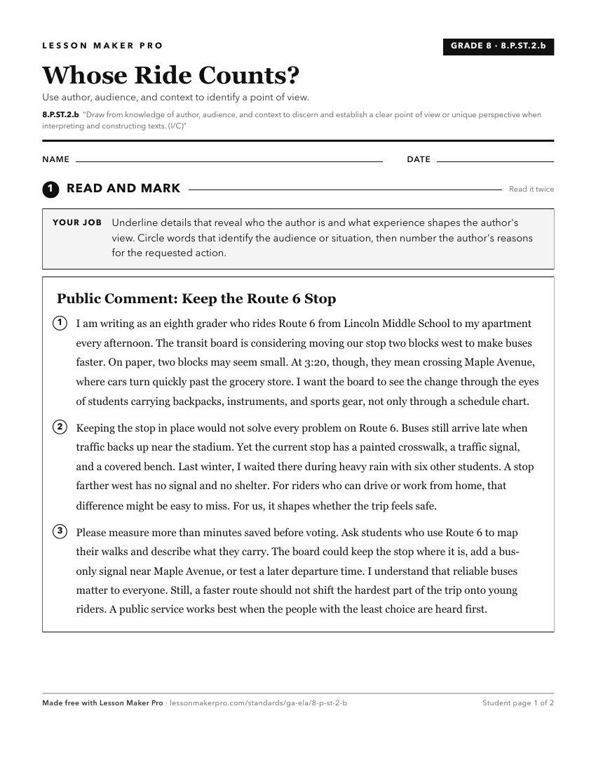 Preview of the 8.P.ST.2.b printable worksheet