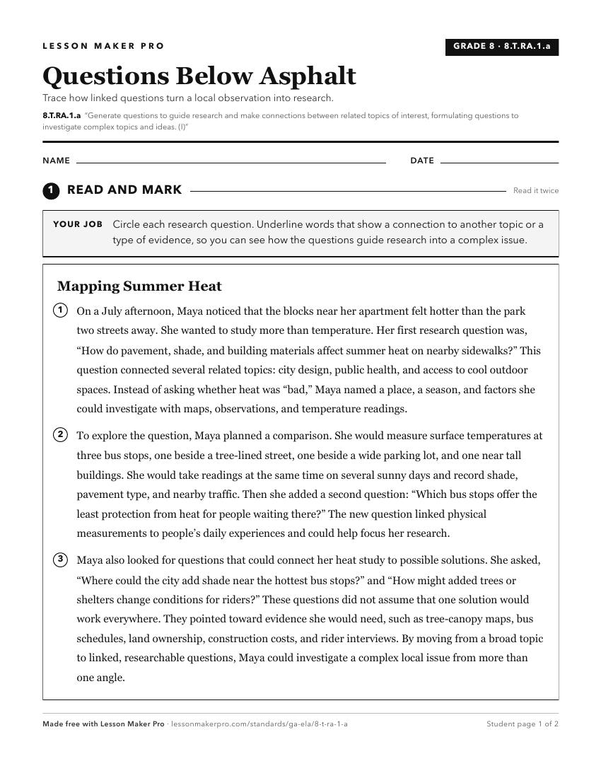 Preview of the 8.T.RA.1.a printable worksheet