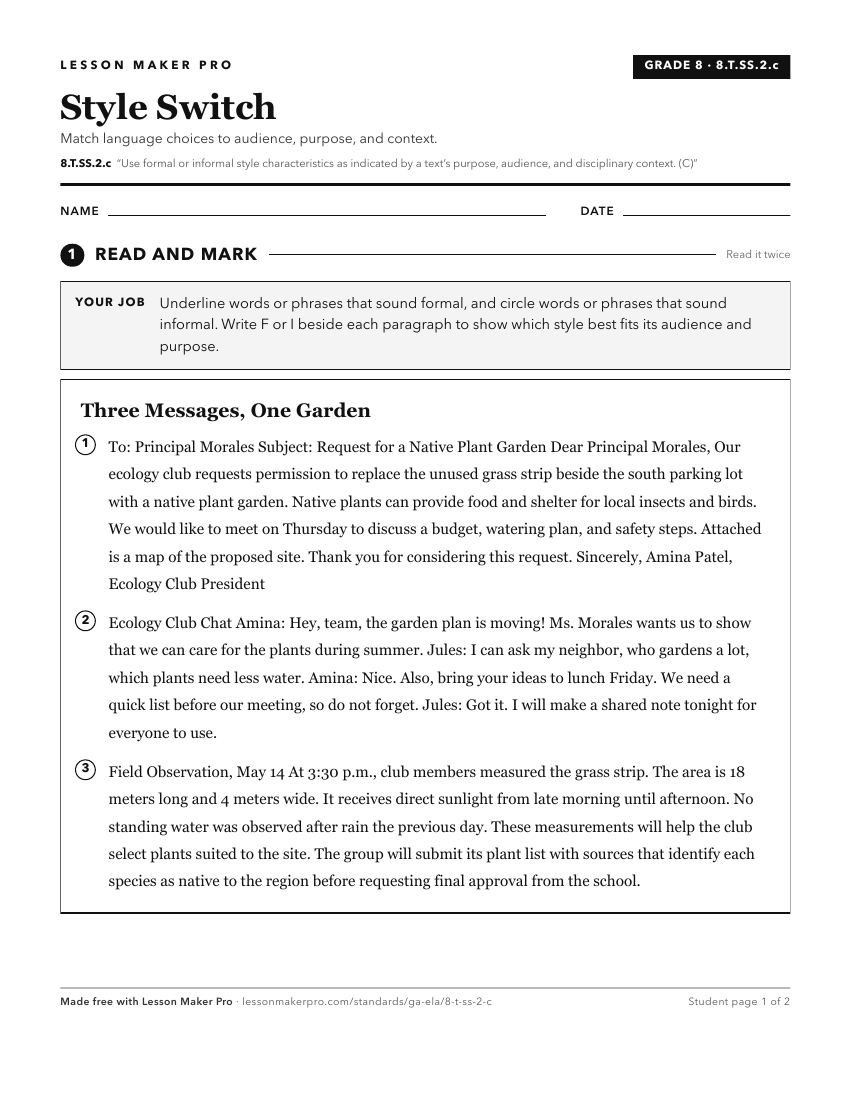 Preview of the 8.T.SS.2.c printable worksheet