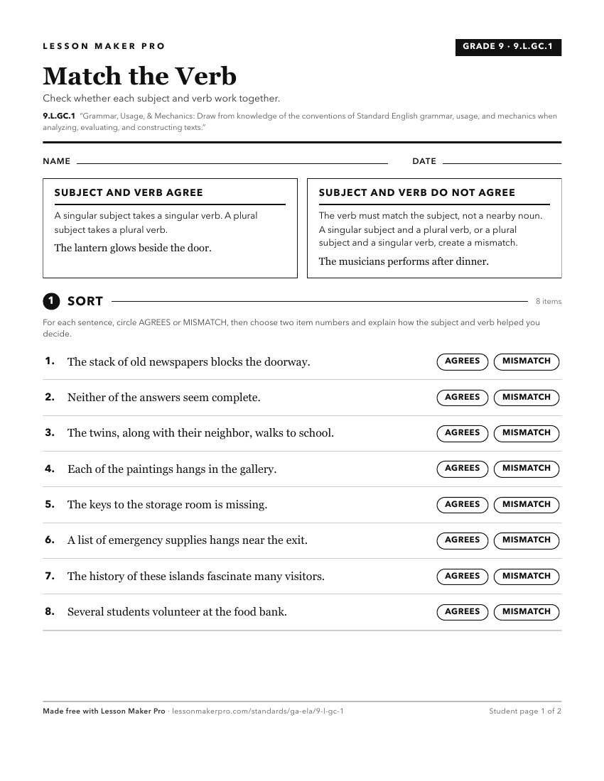 Preview of the 9.L.GC.1 printable worksheet