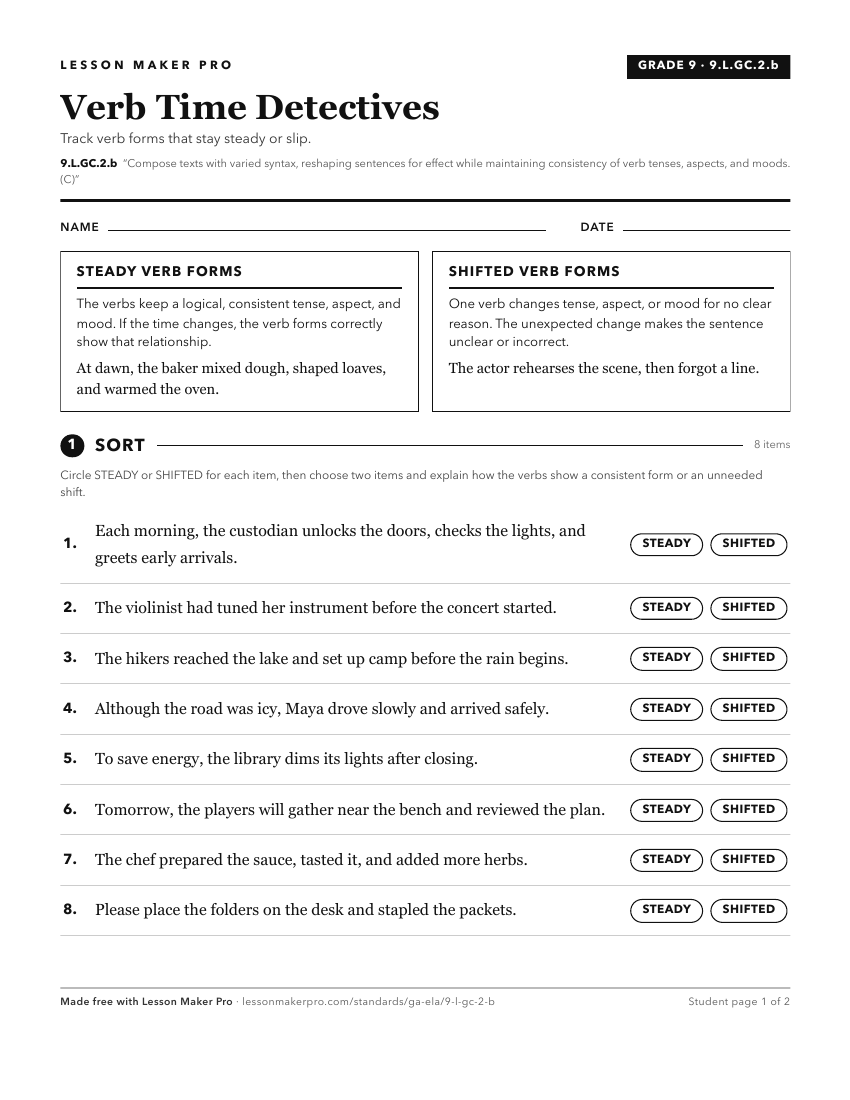 Preview of the 9.L.GC.2.b printable worksheet