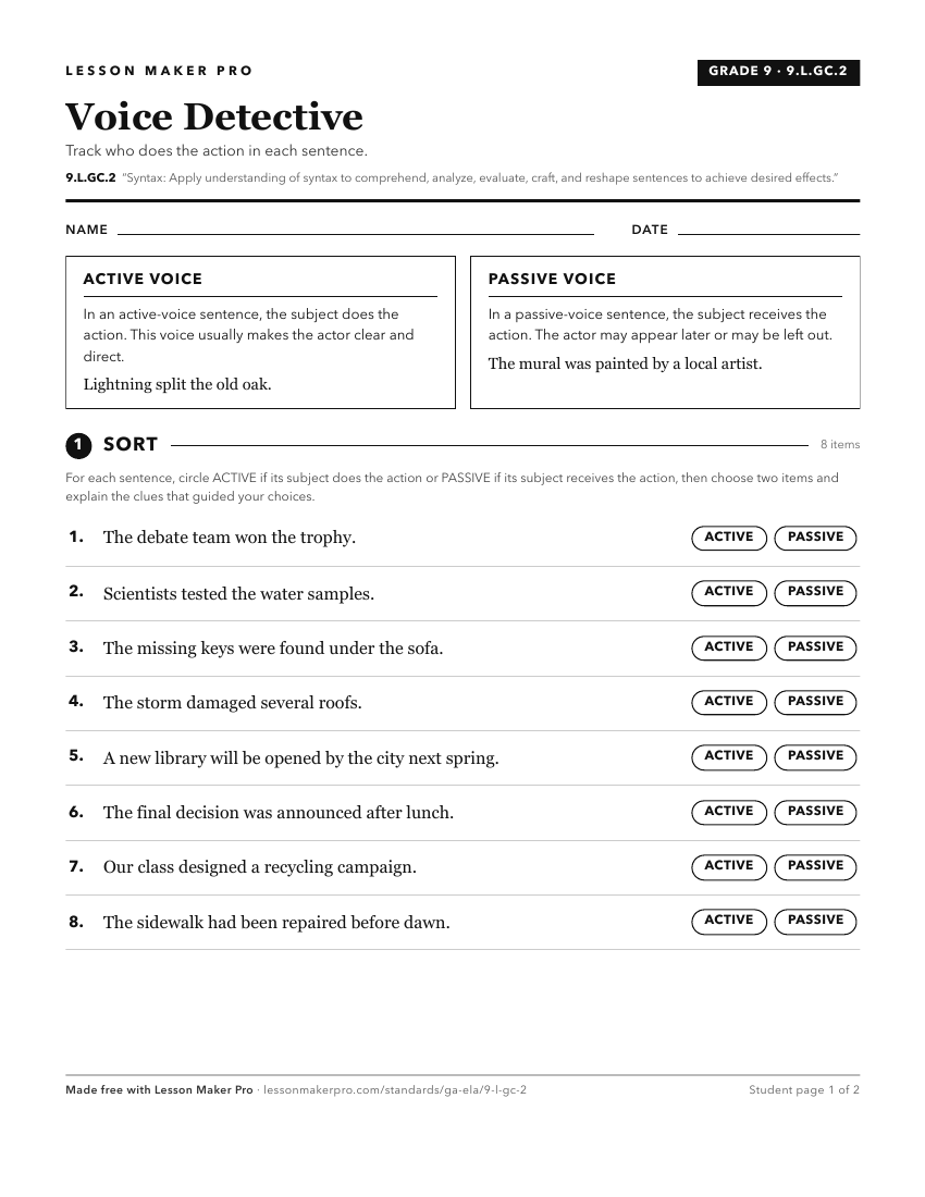 Preview of the 9.L.GC.2 printable worksheet