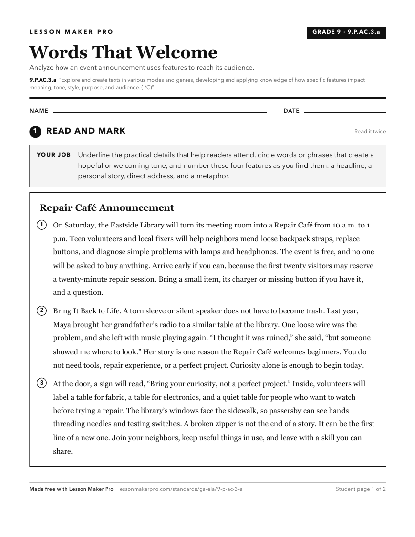 Preview of the 9.P.AC.3.a printable worksheet