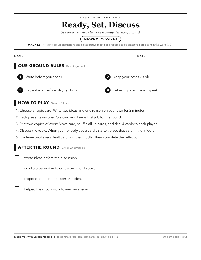 Preview of the 9.P.CP.1.a printable worksheet