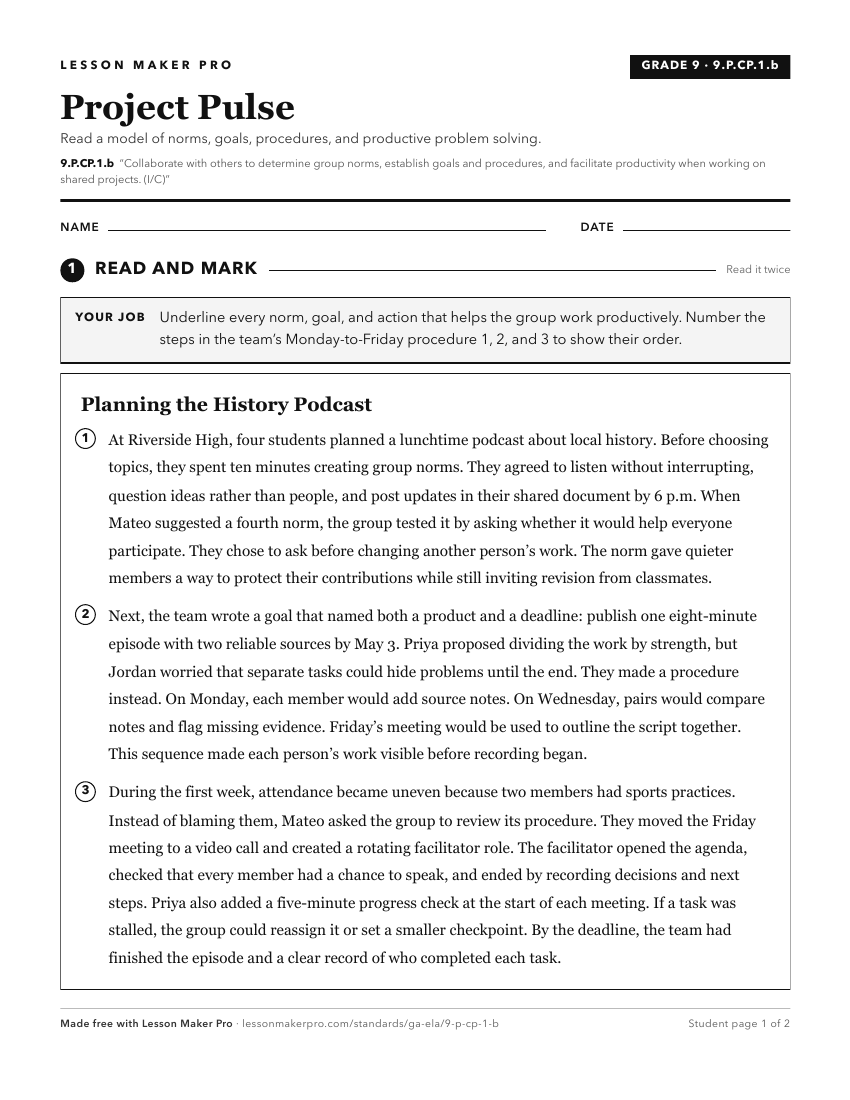 Preview of the 9.P.CP.1.b printable worksheet
