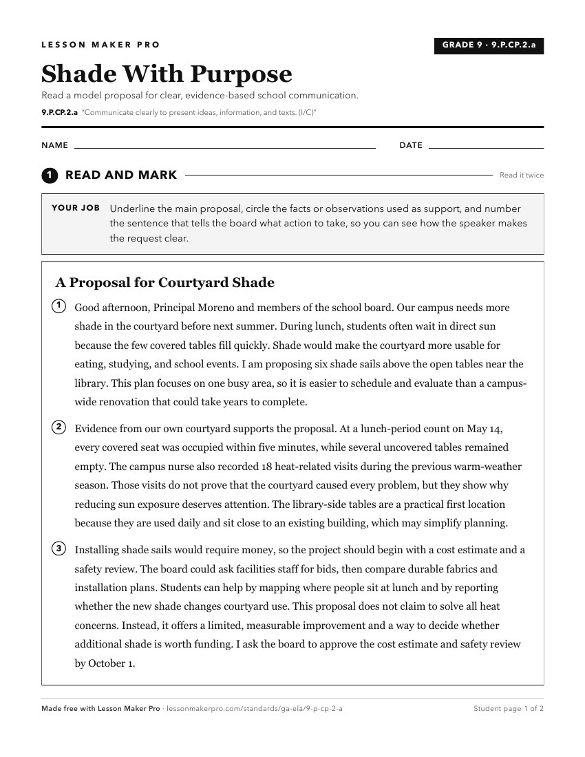 Preview of the 9.P.CP.2.a printable worksheet