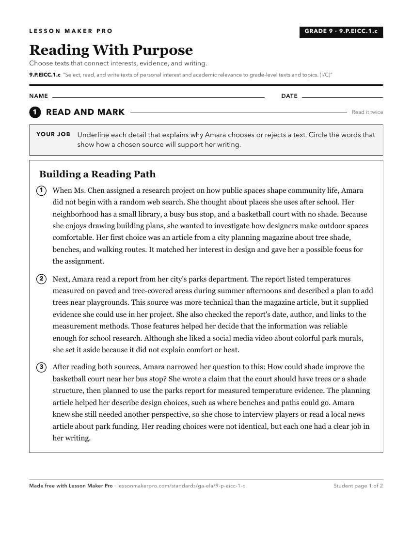 Preview of the 9.P.EICC.1.c printable worksheet