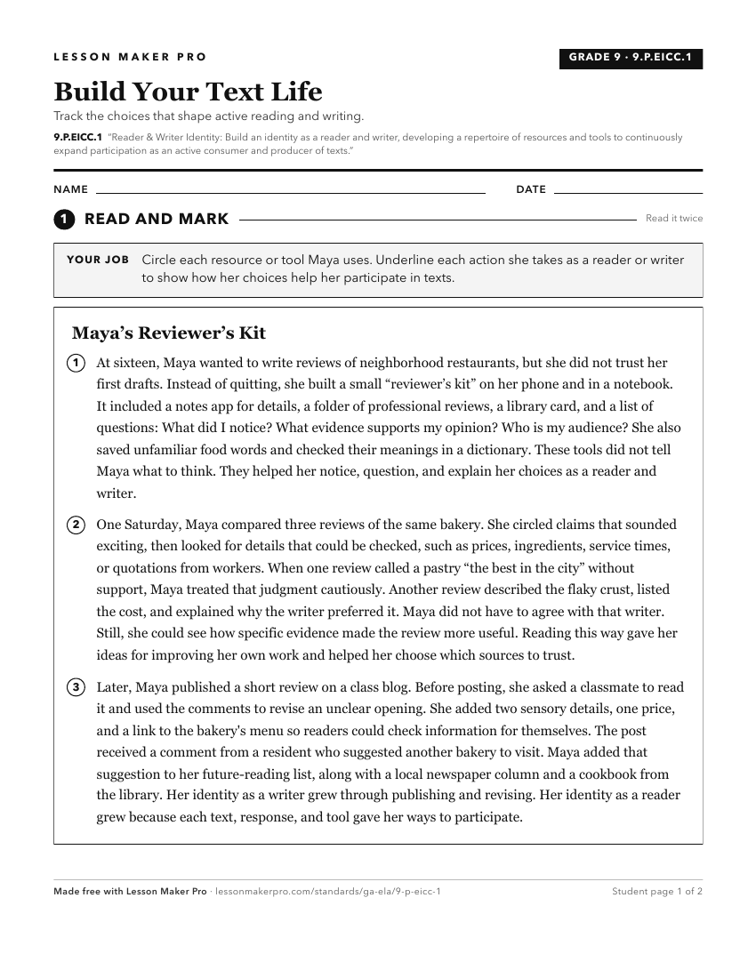 Preview of the 9.P.EICC.1 printable worksheet