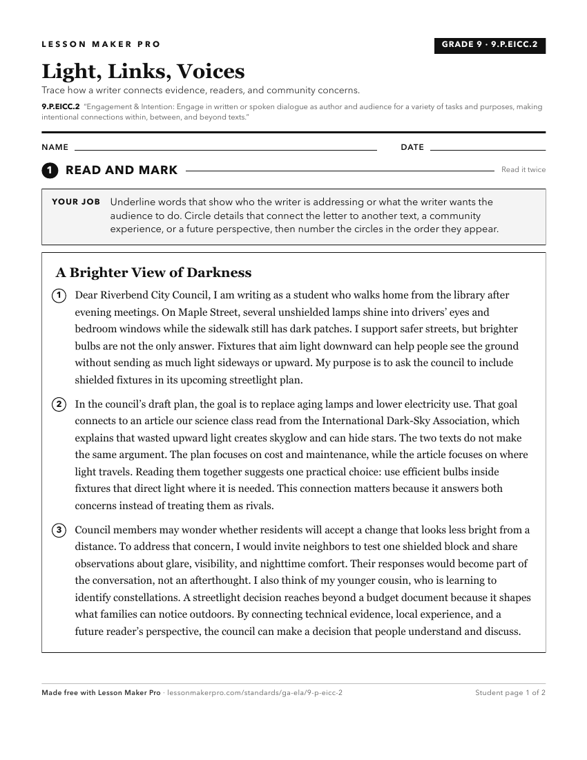 Preview of the 9.P.EICC.2 printable worksheet