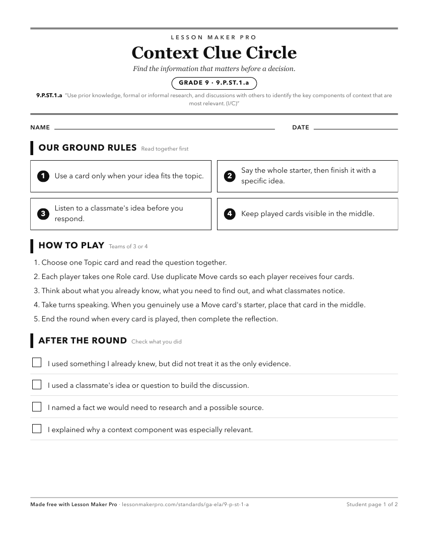 Preview of the 9.P.ST.1.a printable worksheet