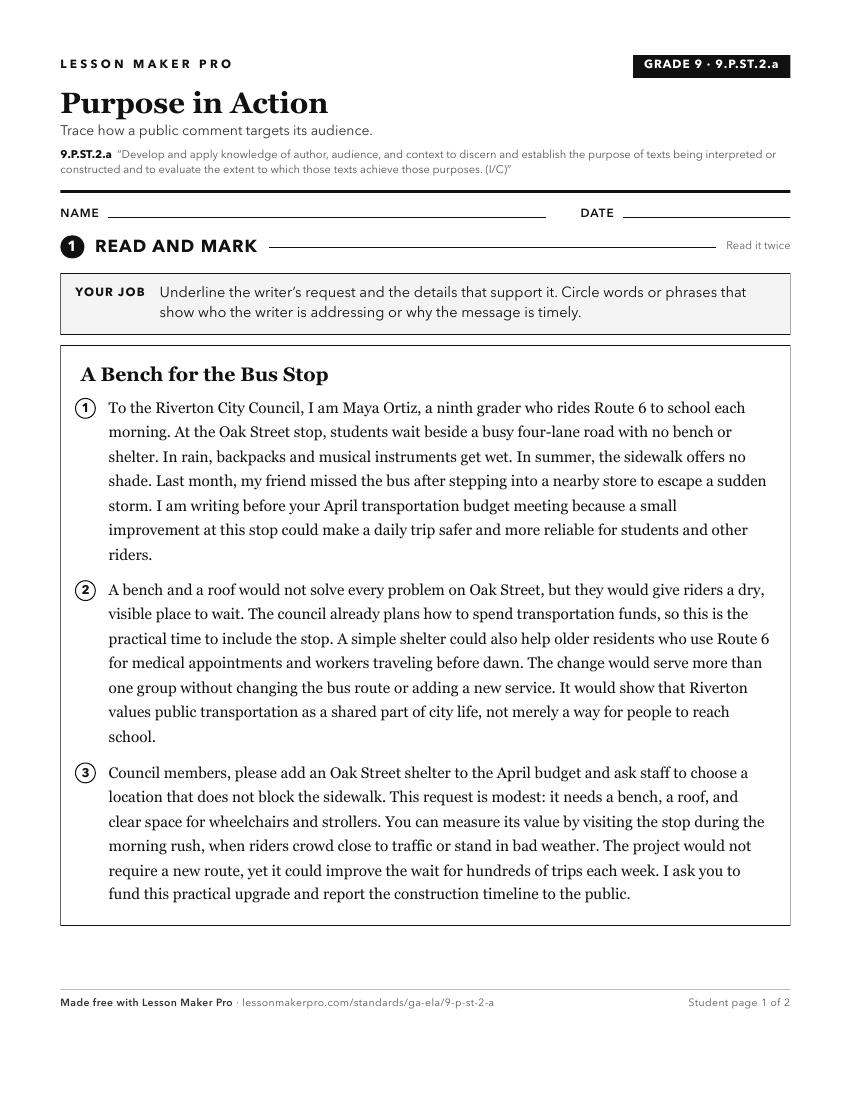Preview of the 9.P.ST.2.a printable worksheet