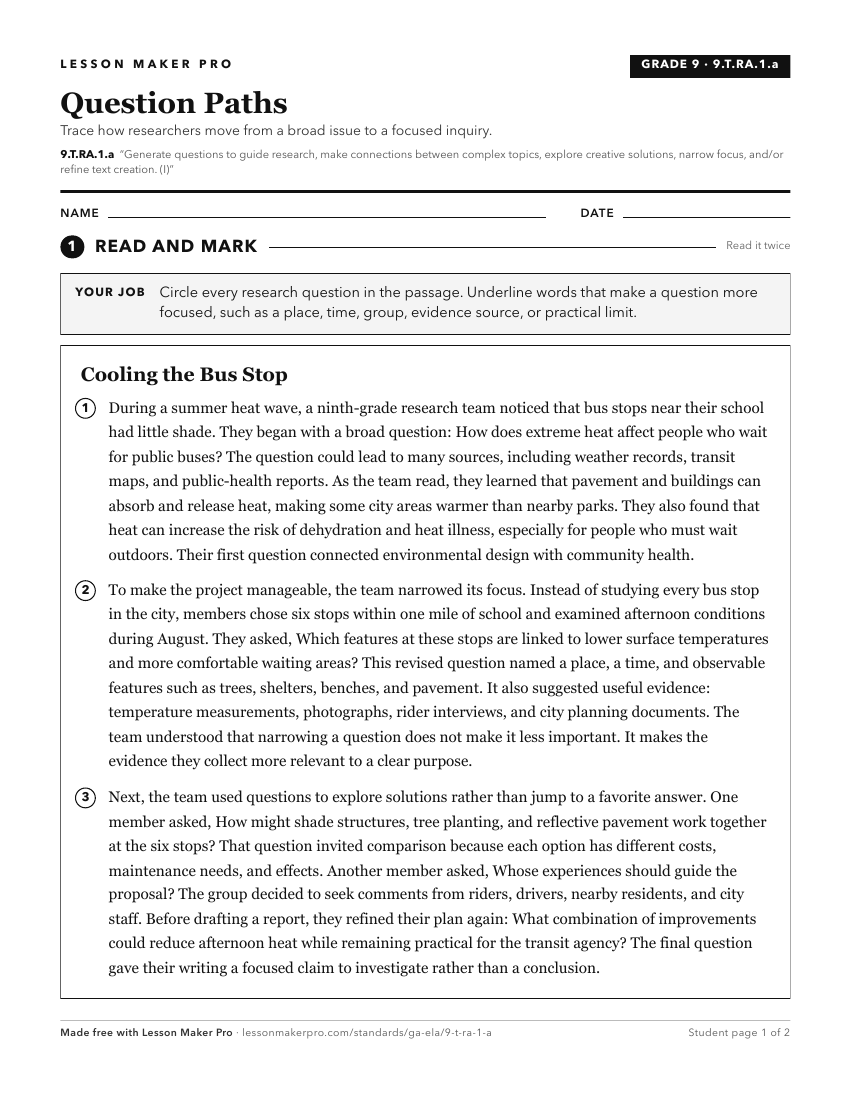 Preview of the 9.T.RA.1.a printable worksheet
