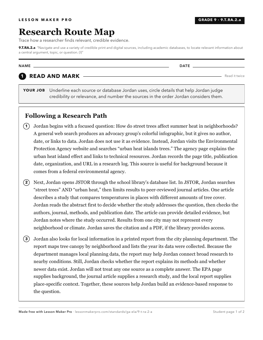 Preview of the 9.T.RA.2.a printable worksheet