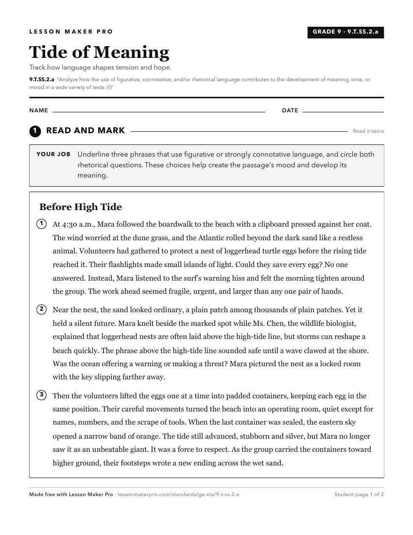 Preview of the 9.T.SS.2.a printable worksheet