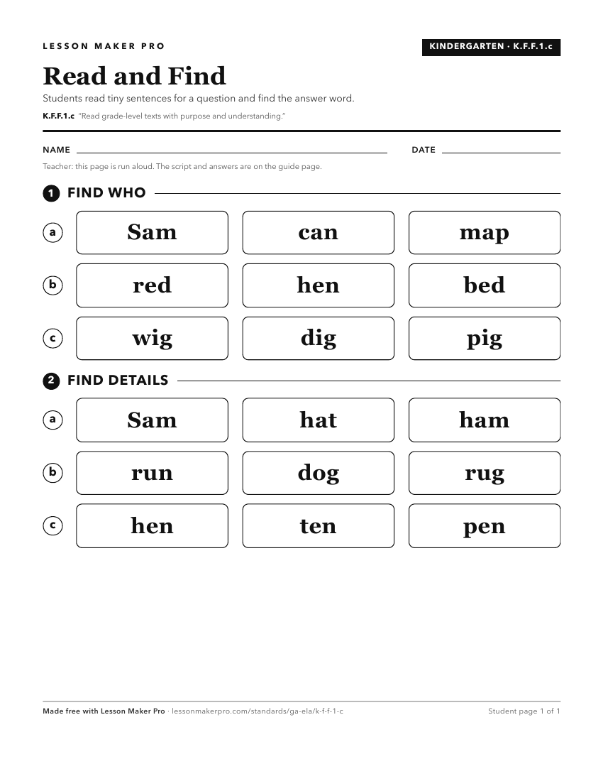 Preview of the K.F.F.1.c printable worksheet