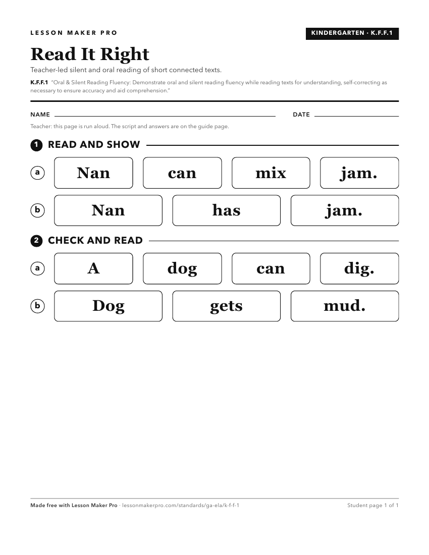 Preview of the K.F.F.1 printable worksheet