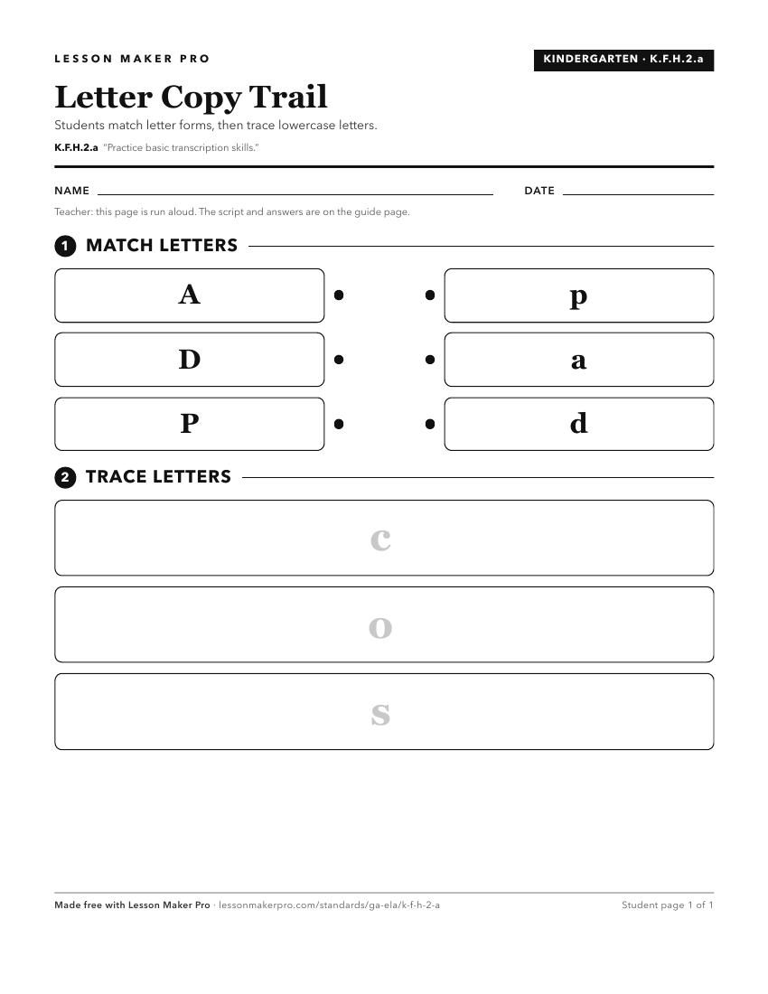 Preview of the K.F.H.2.a printable worksheet