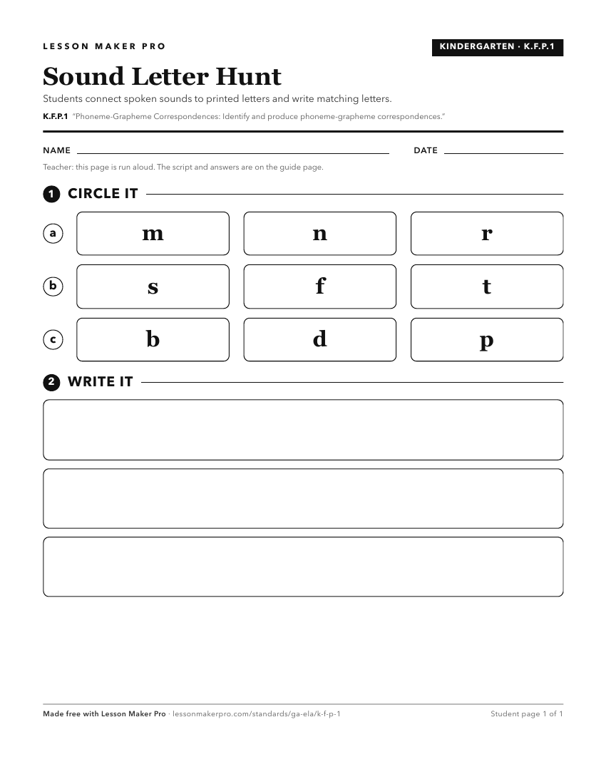 Preview of the K.F.P.1 printable worksheet