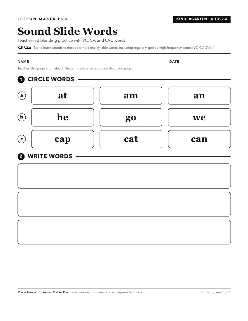 Preview of the K.F.P.2.a printable worksheet