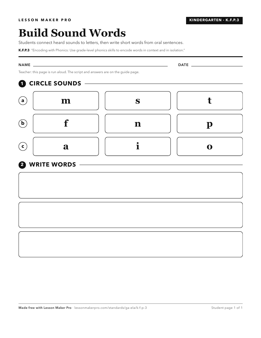 Preview of the K.F.P.3 printable worksheet