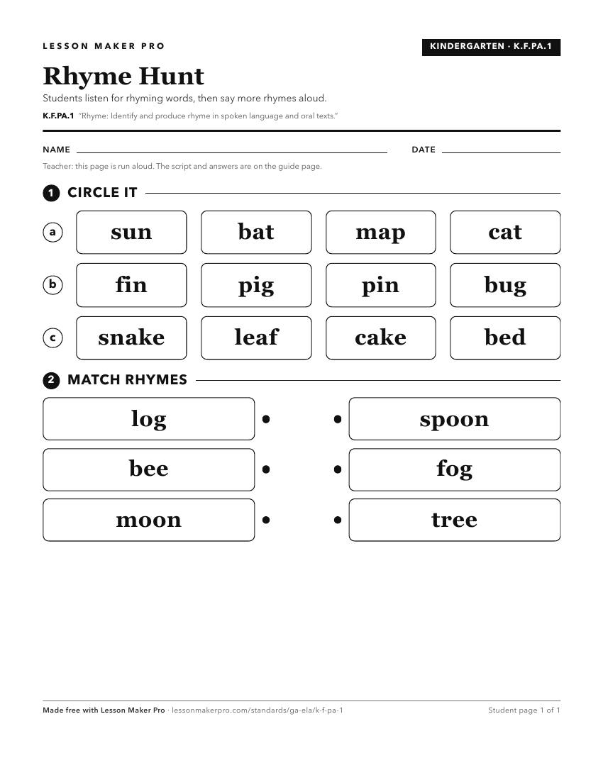 Preview of the K.F.PA.1 printable worksheet