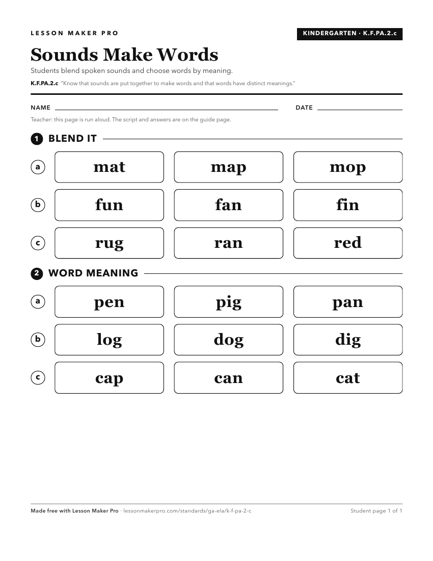 Preview of the K.F.PA.2.c printable worksheet