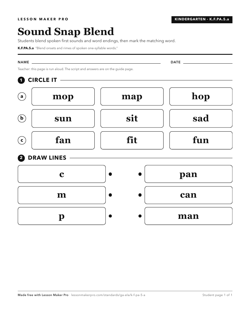Preview of the K.F.PA.5.a printable worksheet