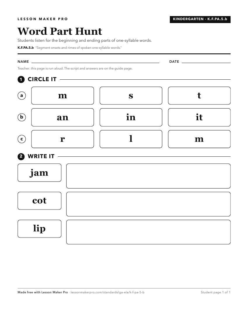 Preview of the K.F.PA.5.b printable worksheet