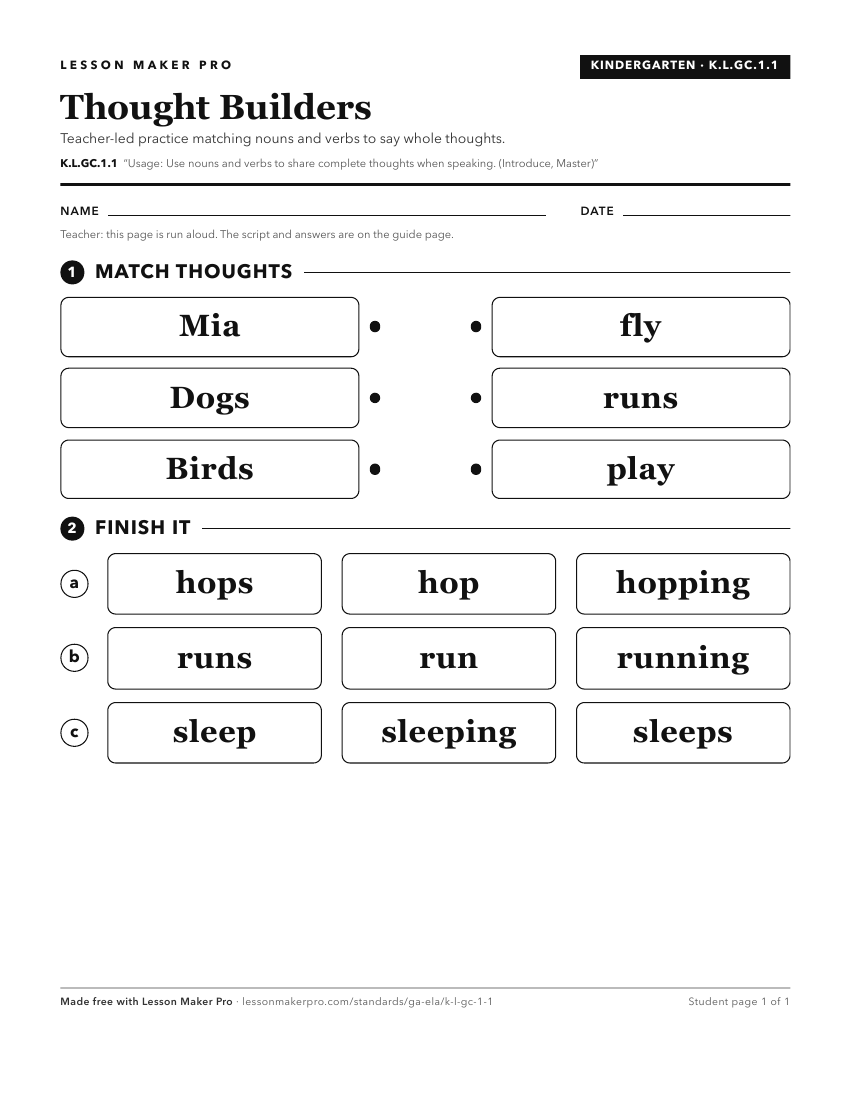 Preview of the K.L.GC.1.1 printable worksheet