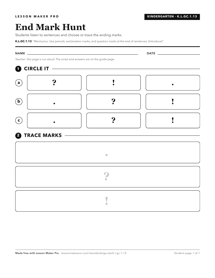 Preview of the K.L.GC.1.13 printable worksheet