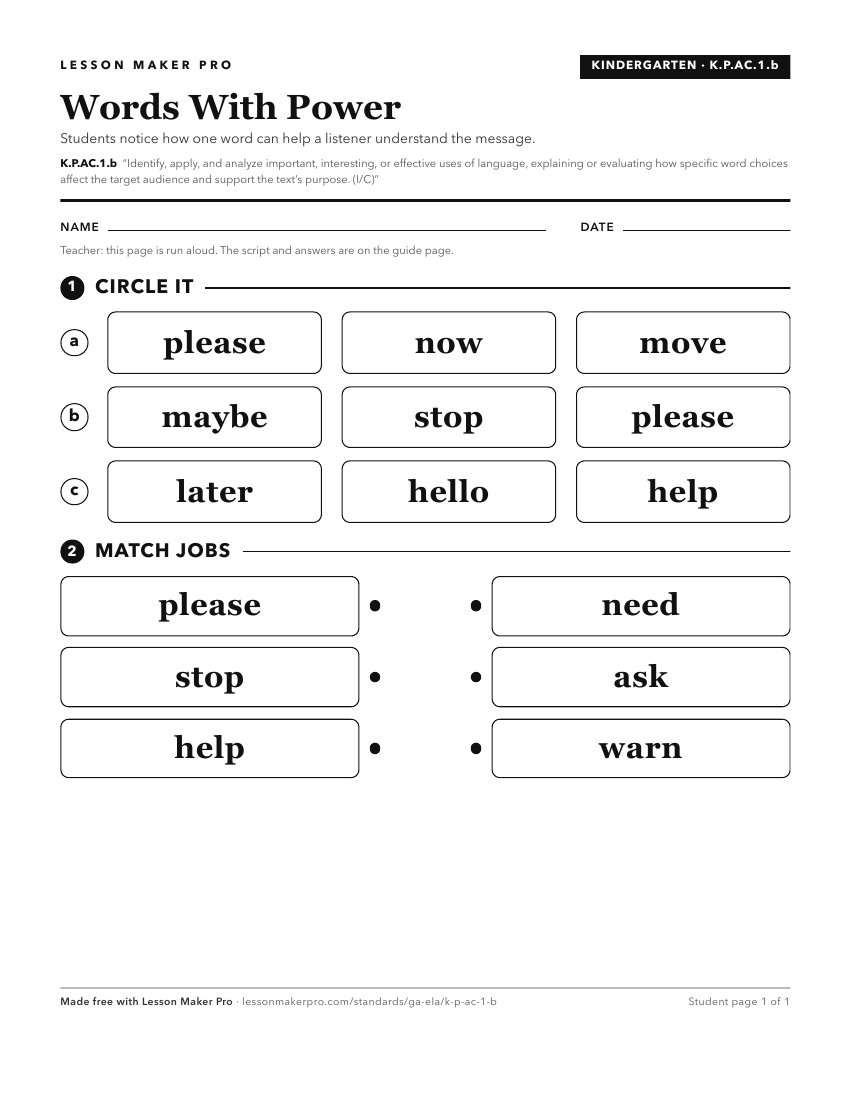 Preview of the K.P.AC.1.b printable worksheet