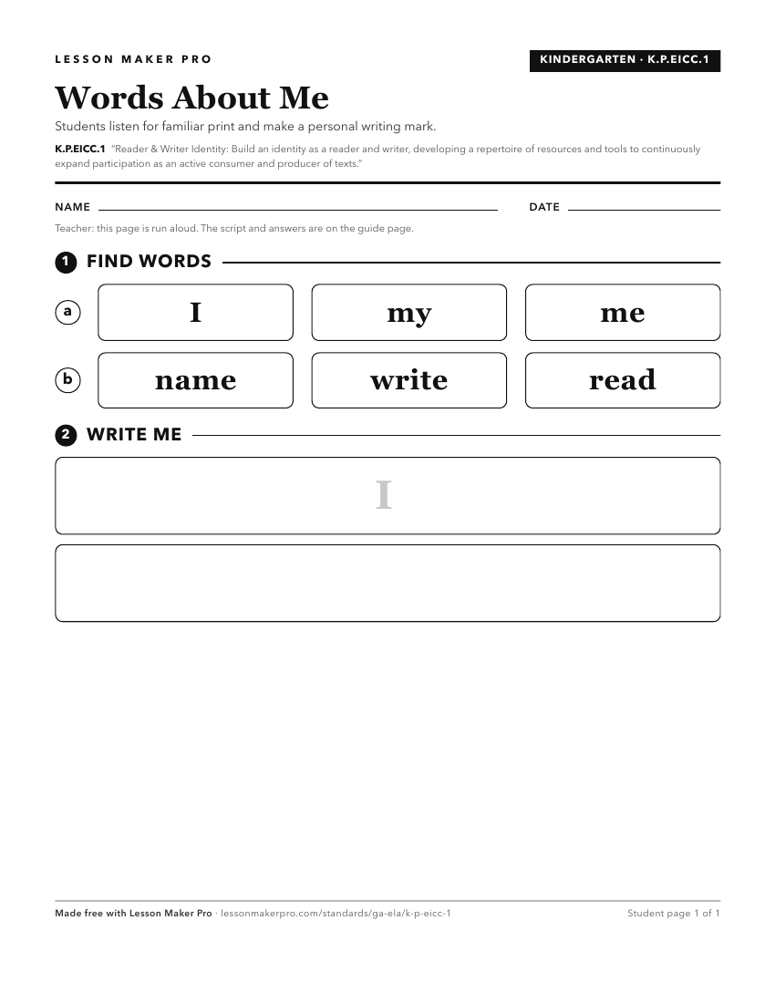 Preview of the K.P.EICC.1 printable worksheet