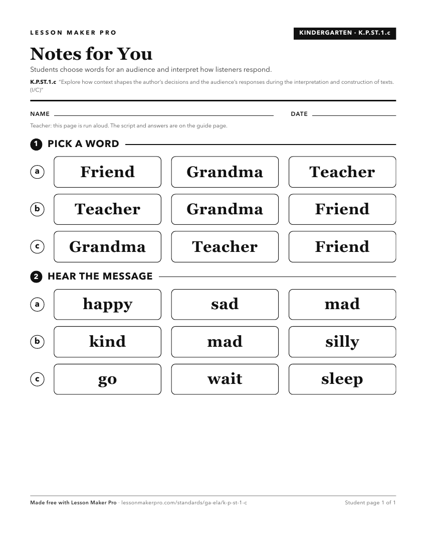 Preview of the K.P.ST.1.c printable worksheet