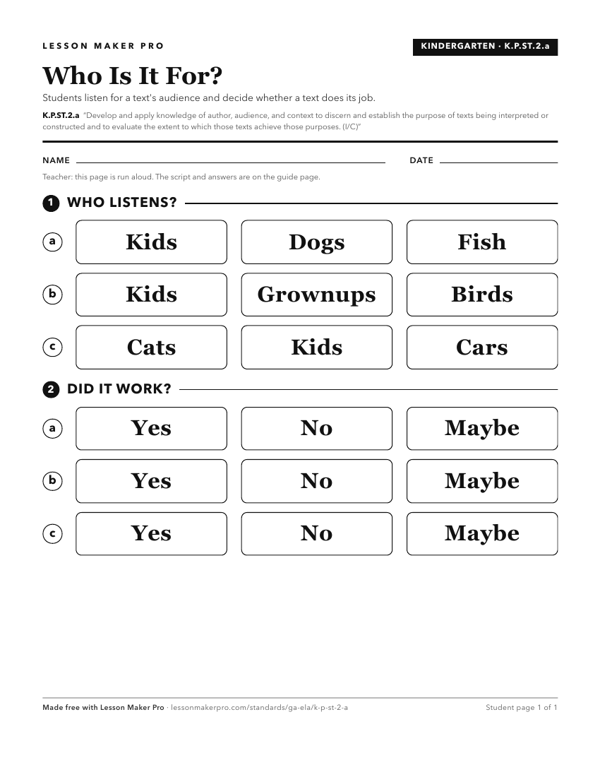 Preview of the K.P.ST.2.a printable worksheet