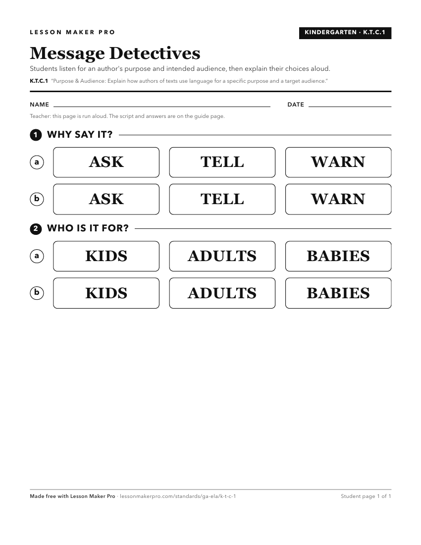 Preview of the K.T.C.1 printable worksheet
