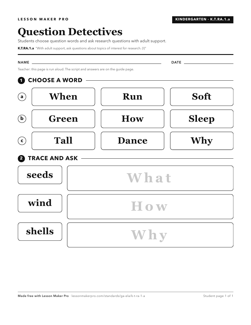 Preview of the K.T.RA.1.a printable worksheet