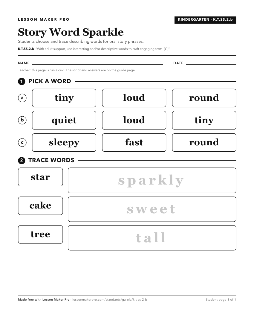 Preview of the K.T.SS.2.b printable worksheet