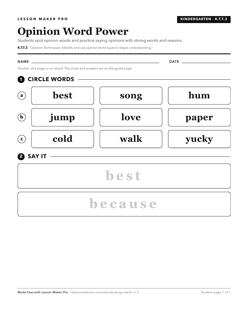 Preview of the K.T.T.3 printable worksheet