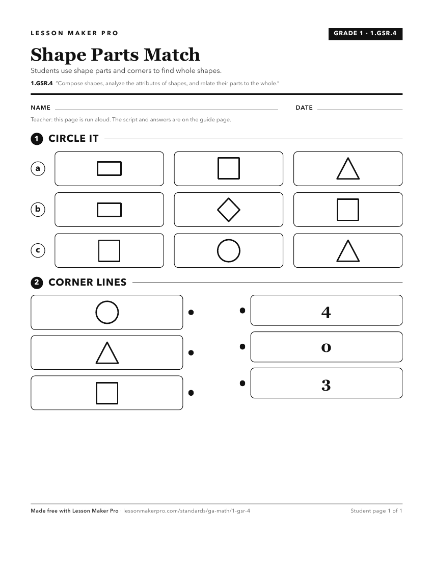 Preview of the 1.GSR.4 printable worksheet