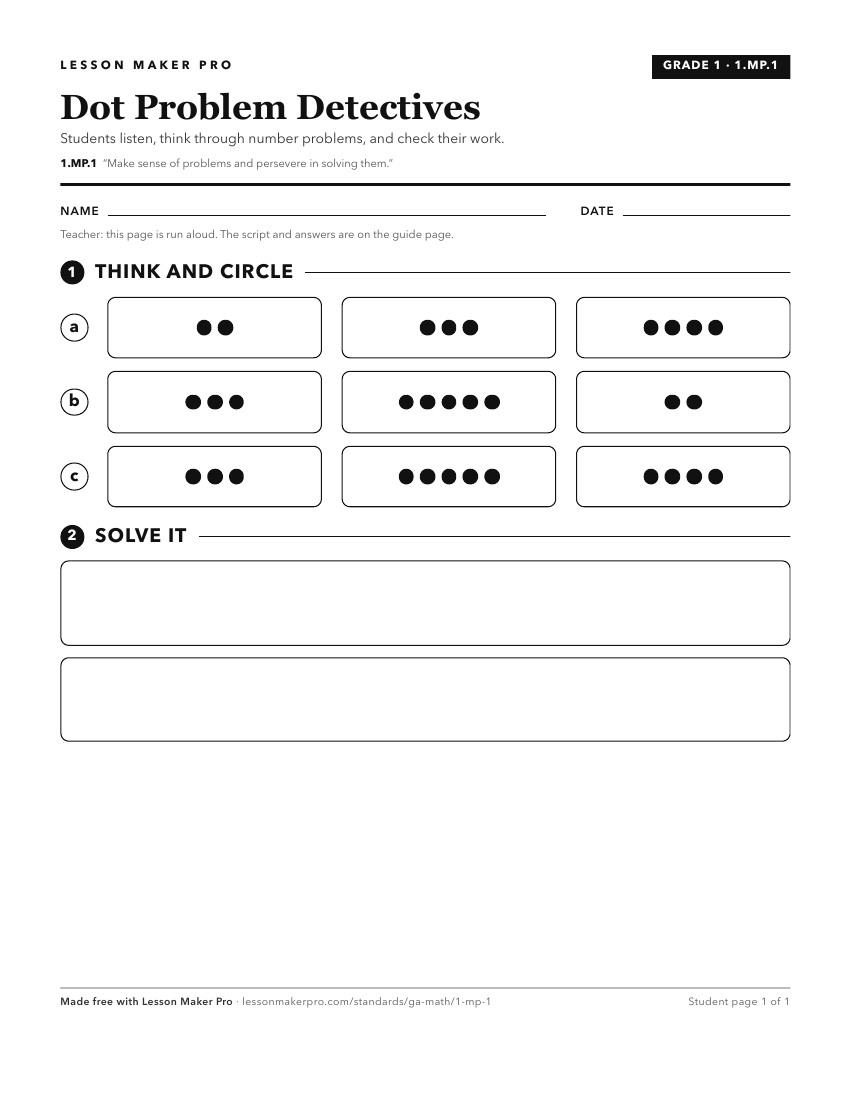Preview of the 1.MP.1 printable worksheet