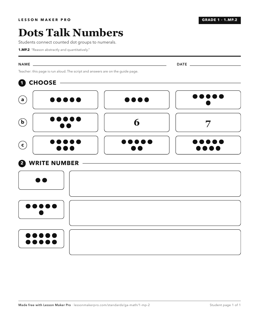 Preview of the 1.MP.2 printable worksheet