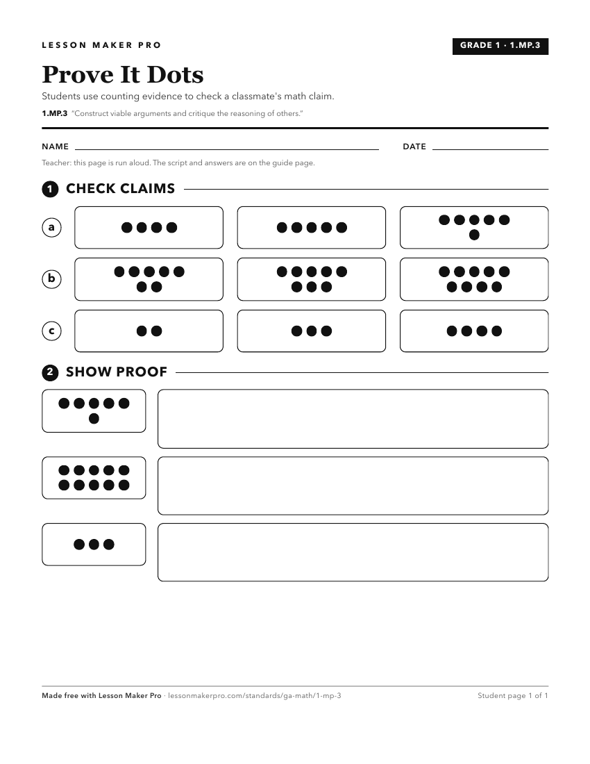 Preview of the 1.MP.3 printable worksheet