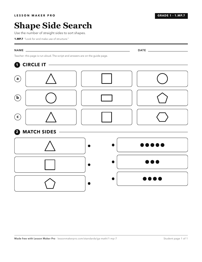 Preview of the 1.MP.7 printable worksheet