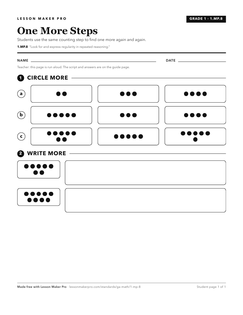 Preview of the 1.MP.8 printable worksheet