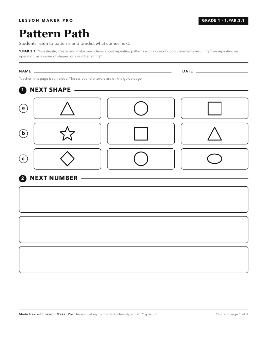 Preview of the 1.PAR.3.1 printable worksheet