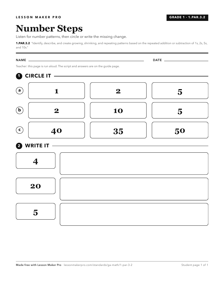 Preview of the 1.PAR.3.2 printable worksheet