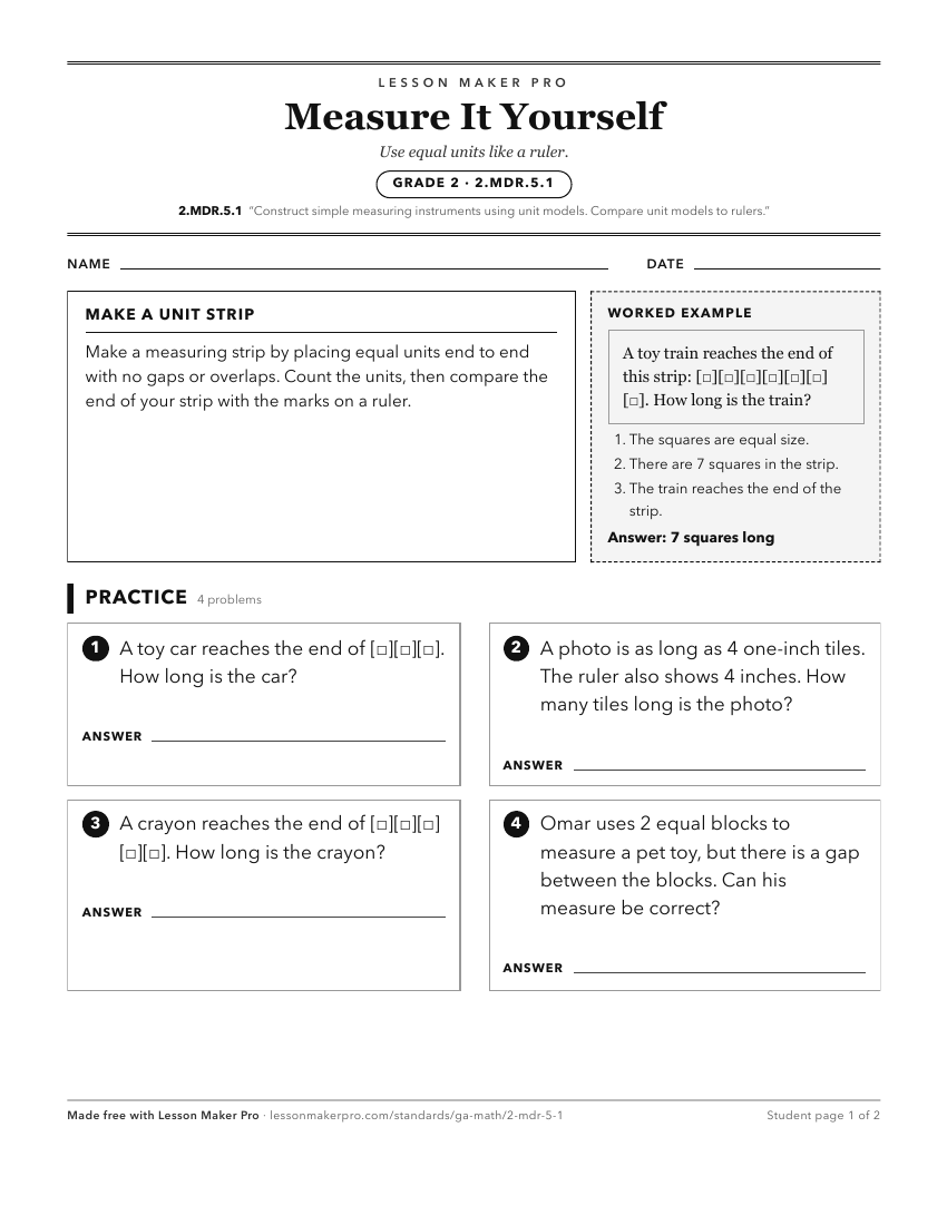 Preview of the 2.MDR.5.1 printable worksheet
