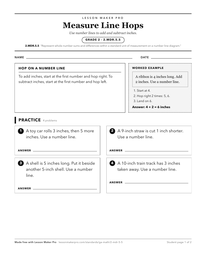 Preview of the 2.MDR.5.5 printable worksheet