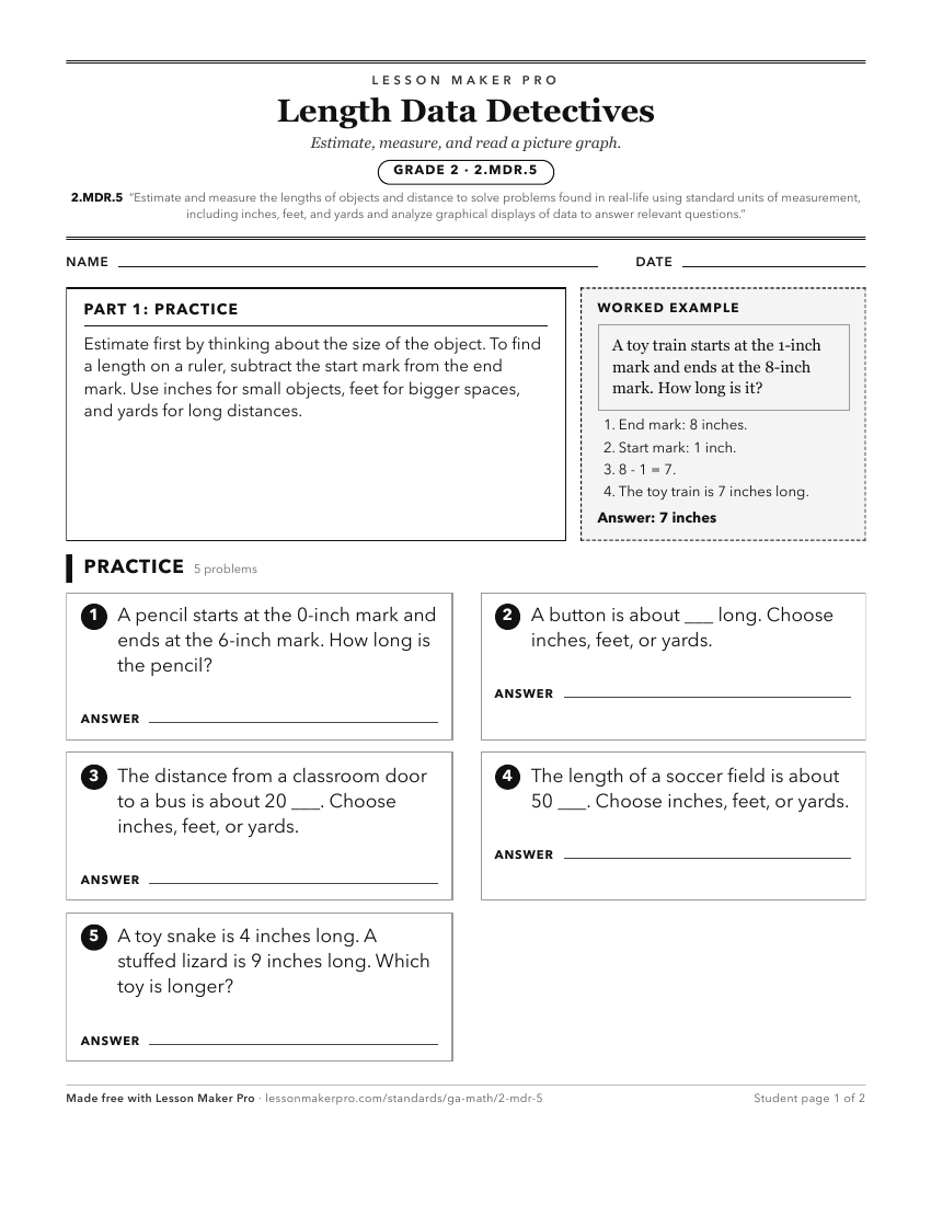 Preview of the 2.MDR.5 printable worksheet